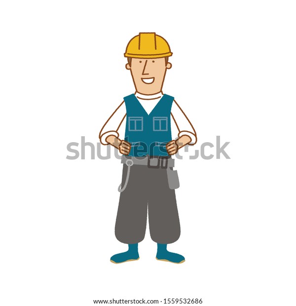 Builder
technical man vector logo illustration isolated on white
background. Builder worker vector web
icon.