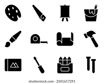 builder tools and paint studio icon symbol vector template collection