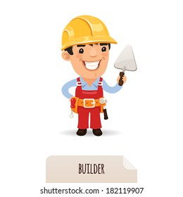 Builder with a trowel. In the EPS file, each element is grouped separately. Isolated on white background.
