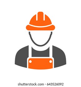 Builder uniform work man vector icon isolated on white background