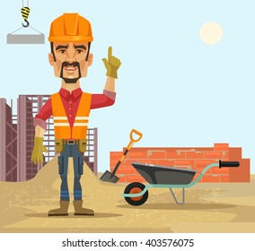Builder. Vector flat cartoon illustration