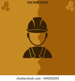 Builder vector  icon. Coffee symbol background.