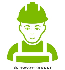 Builder vector icon. Flat eco green symbol. Pictogram is isolated on a white background. Designed for web and software interfaces.