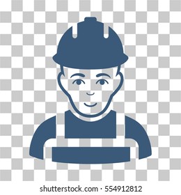 Builder vector icon. Illustration style is flat iconic blue symbol on a chess transparent background.