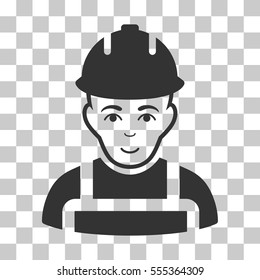Builder vector icon. Illustration style is flat iconic gray symbol on a chess transparent background.