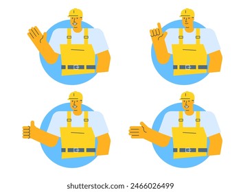 Builder vector icons set part two. Vector character