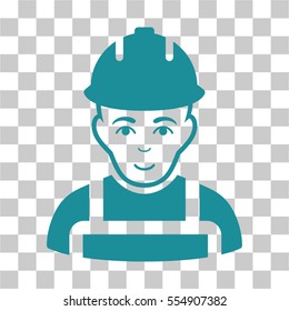 Builder vector pictogram. Illustration style is flat iconic soft blue symbol on a chess transparent background.