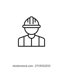 Construtor vestindo protetora Hardhat Symbol Design Contorno