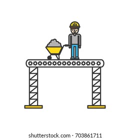 builder with wheelbarrow construction isolated icon