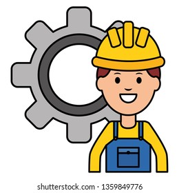 builder worker with helmet and gear