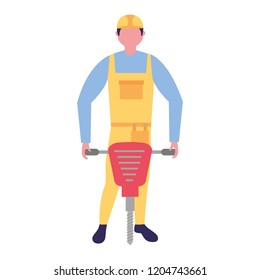 builder worker with jackhammer equipment