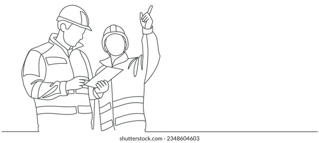 Builder worker line art vector illustration