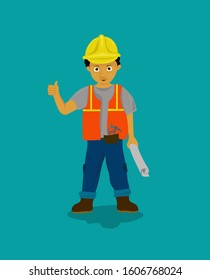 Builder working cartoon style, Vector illustration