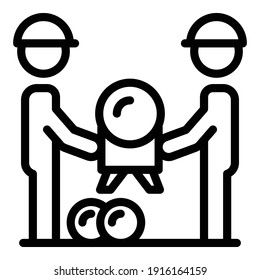 Das Symbol der Arbeitsgruppe des Builders. Outline Builder Arbeitsgruppe Vektorsymbol für Webdesign einzeln auf weißem Hintergrund