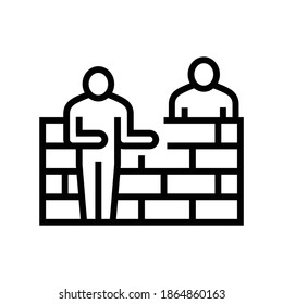 builders building wall line icon vector. builders building wall sign. isolated contour symbol black illustration