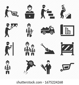 Builders and Construction Worker icons set