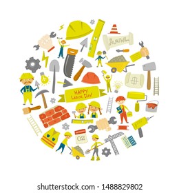Builder's day. Greeting card for your design