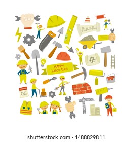 Builder's day. Greeting card for your design