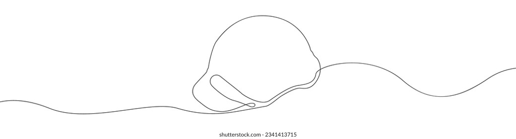 Vector de dibujo continuo de la línea de casco del constructor. Fondo vector de casco de una línea. Icono de casco protector. Esbozo continuo de la protección de la cabeza.