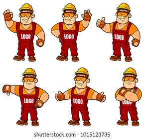 Builders, home workers. A set of images.
