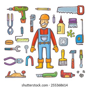 Builders icons set. Isolated on white background.vector