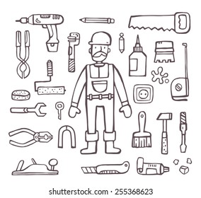 Builders icons set. Isolated on white background.vector