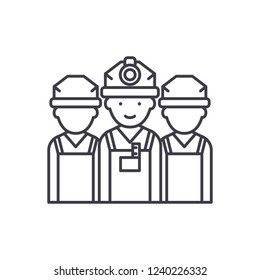 Builders line icon concept. Builders vector linear illustration, symbol, sign