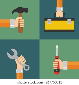  Builders vector set, flat design style