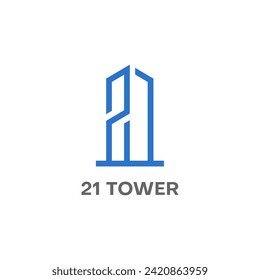 building 2 1 line art logo design graphic template