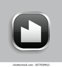 building 3 fill icon design. Glossy Button style rounded rectangle isolated on gray background. Vector illustration