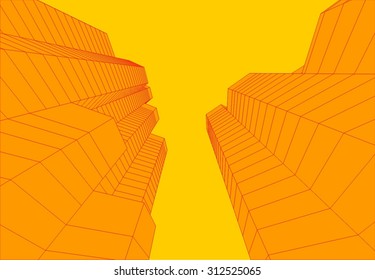 Building 3d. Architectural background linear vector