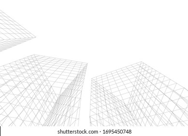 Gebäude, 3D-Architektur, Vektorillustration-Hintergrund