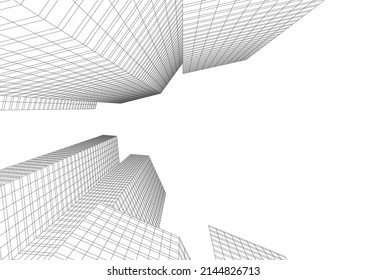 Building 3d architecture vector drawing