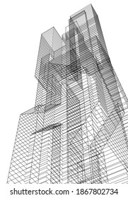 Gebäude, 3D-Zeichenarchitektur, Hintergrund
