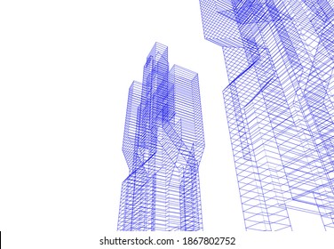 Building 3d drawing architectural background