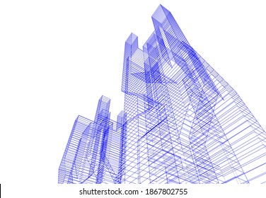 Building 3d drawing architectural background