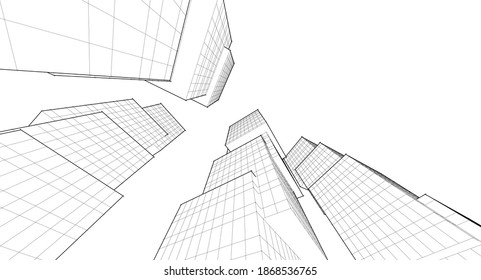 Building 3d Drawing Architecture Background Stock Vector (Royalty Free ...