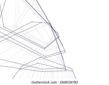 Building 3d drawing architecture background