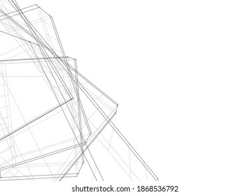 Building 3d drawing architecture background