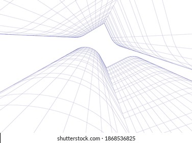 Building 3d drawing architecture background