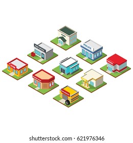 Building 3D icon design vector