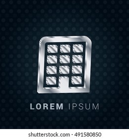 Building 3D silver/platinum metallic chromium precious Icon / Logo Design