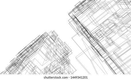 Building 3d structure. Architectural background. 
