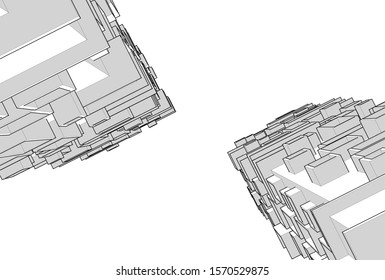 Building 3d structure. Architectural background. 
