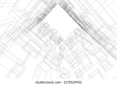 Building 3d structure. Architectural background. 