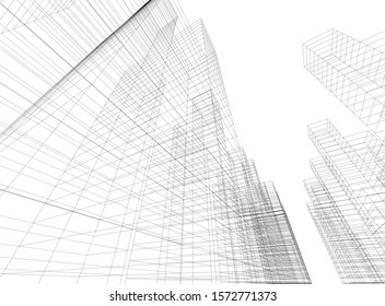 Building 3d structure. Architectural background. 