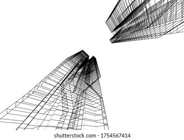 Building 3d structure. Architectural background. 