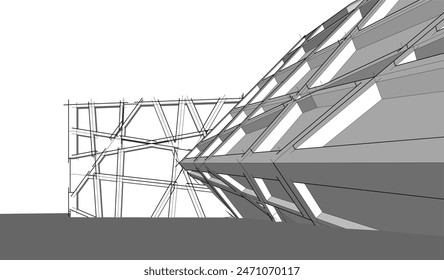 Building 3d structure. Architectural background. 