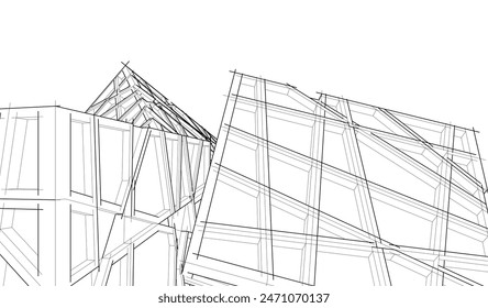 Construyendo estructura 3d. Fondo arquitectónico. 