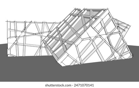 Building 3d structure. Architectural background. 